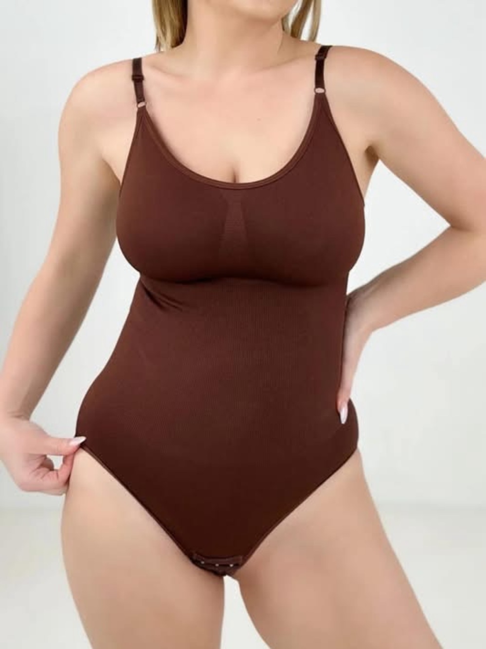 Womens Brown One-Piece Bodysuit Shapewear